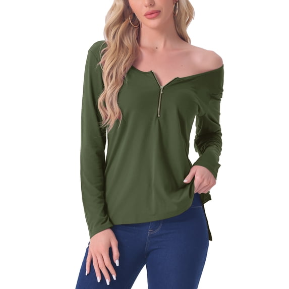 DARING DIVA Long Sleeves Pullover Solid Round Neck Pajama Tops XS Green