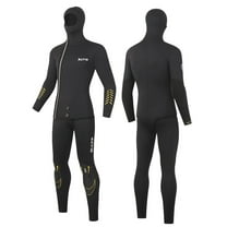 Men's 5mm 2-Piece Hooded Diving Wetsuit - Blindstitched Thermal for Cold Water Spearfishing