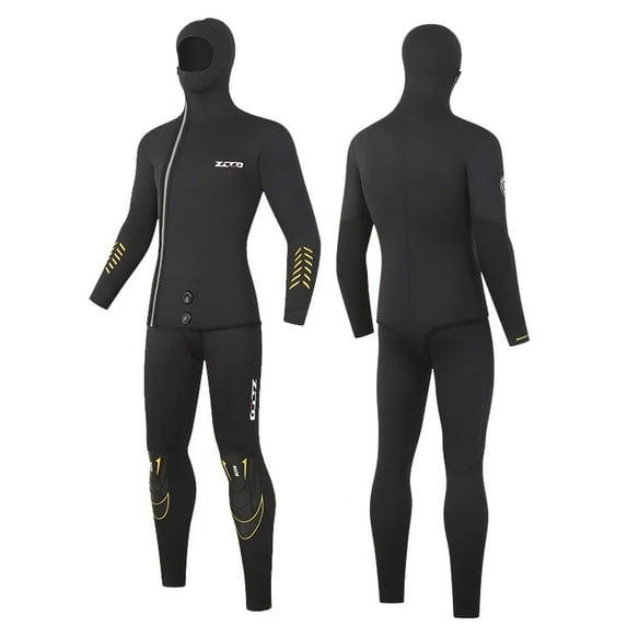 Men's 5mm 2-Piece Hooded Diving Wetsuit - Blindstitched Thermal for Cold Water Spearfishing