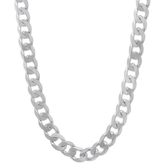 Men's 5mm Solid .925 Sterling Silver Flat Cuban Link Curb Chain Necklace, 22 inches