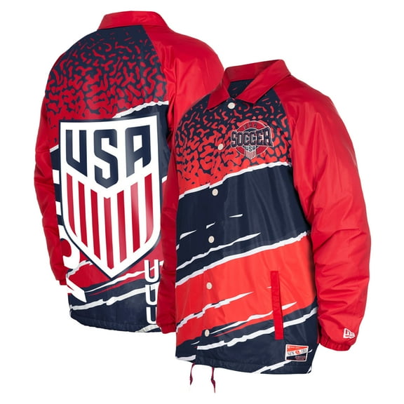 Men's 5th & Ocean by New Era Navy USMNT Throwback Coaches Raglan Full-Snap Jacket
