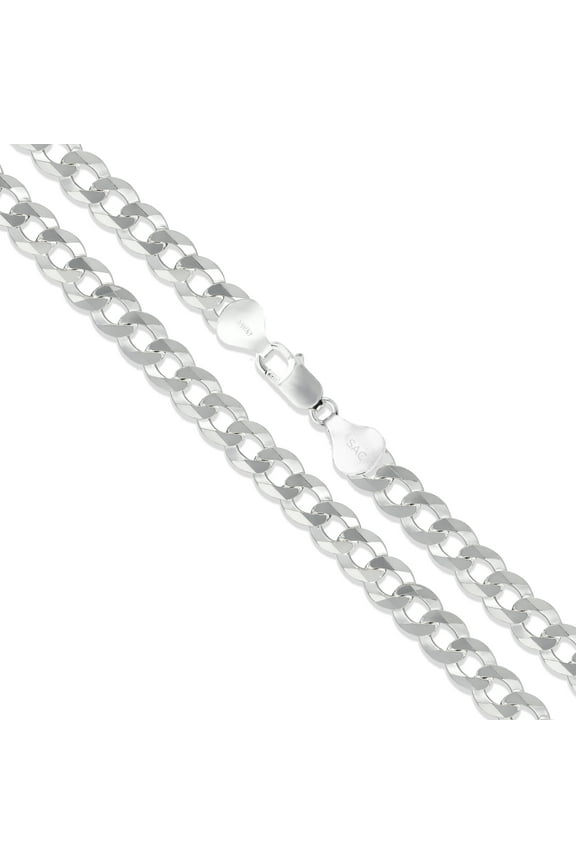 Men's 6.7mm Solid .925 Sterling Silver Flat Curb Chain Link Italy Bracelet 8" inch Jewelry Female