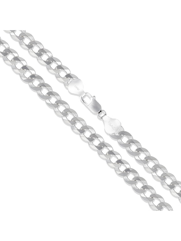 Men's 6.7mm Solid .925 Sterling Silver Flat Curb Chain Link Italy Necklace 24" Jewelry Female Unisex