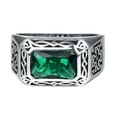 thumbnail image 1 of Men's 6.85ct 8X12mm Radiant Cut Created Emerald 925 Sterling Silver Wedding Engagement Band Size 6-14, 1 of 4