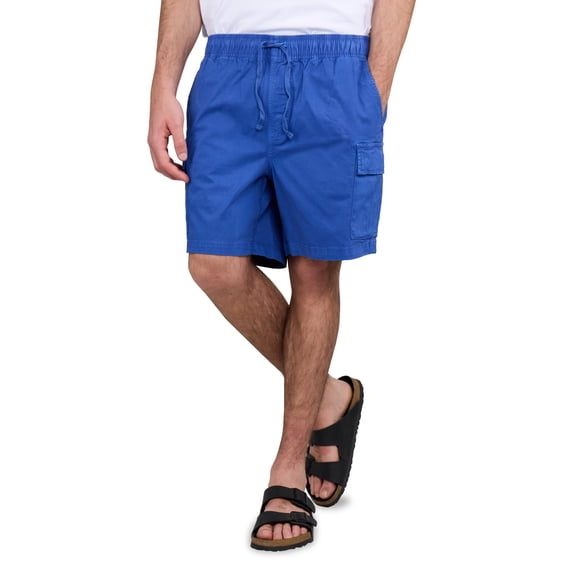 Men's 6" Elastic Waist Twill Cargo Shorts, Royal Blue, L