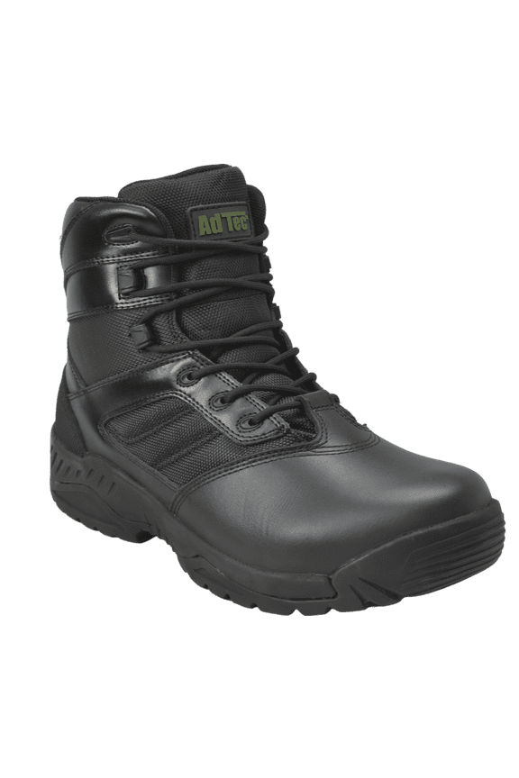 Men's 6" Full Grain Polishable Leather Side Zipper Tactical Boot, Black