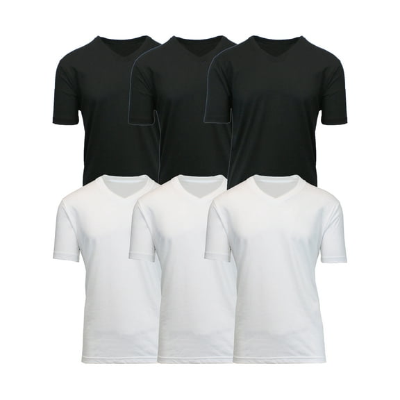 Men's 6-Pack Short Sleeve V-Neck Modern Fit Classic Tees (S-3XL)