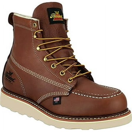 Men's 6" Thorogood Boots (U.S.A.) 814-4200-GWP702 with Leather Lace, Tobacco,Brown