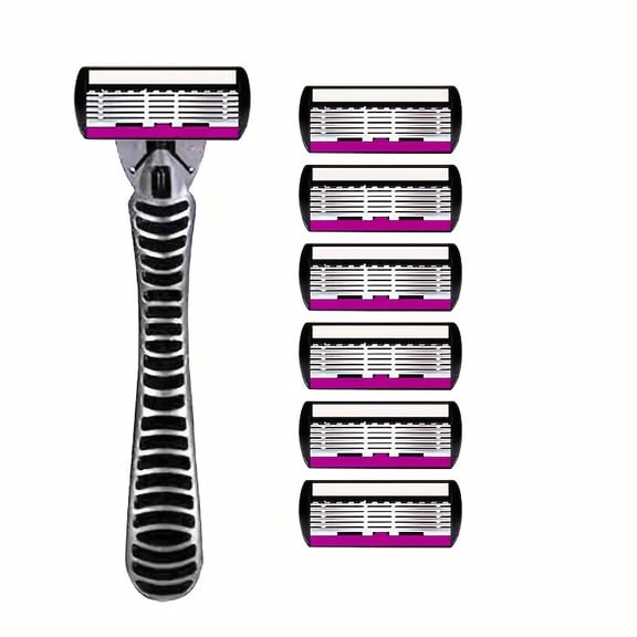 Men's 6-blade manual razor set with anti-slip strips for 10 occasions - a must-have tool for daily hair removal for men and women