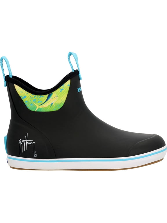 Men's Ankle Deck Boot Guy Harvey, Black Mahi, Size 12(M)