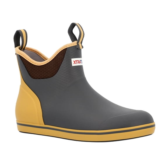 XTRATUF Men's Ankle Deck Rubber Boots Asphalt/Honey Mustard 9D (Medium)