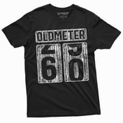 Mens 60th Birthday celebration anniversary T-shirt Funny Tee Odometer age Dad Grandpa gift Tee shirt Large Black