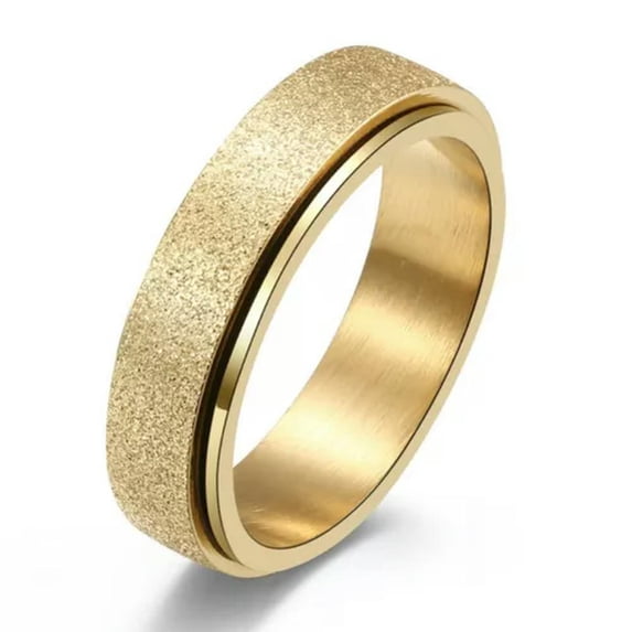 Men's 6MM Blue/Black/Rose Gold/Rainbow Spinner Band Stainless Steel Ring Sz 5-12