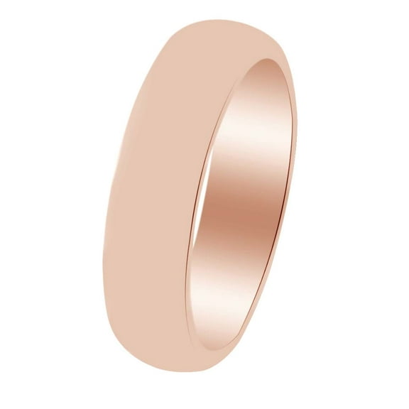 AFFY Men's 6MM Domed Wedding Band Ring In 14k Solid Rose Gold Ring Size-4
