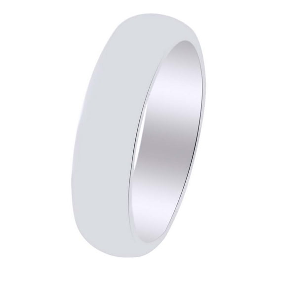AFFY Men's 6MM Domed Wedding Band Ring In 14k Solid White Gold Ring Size-5