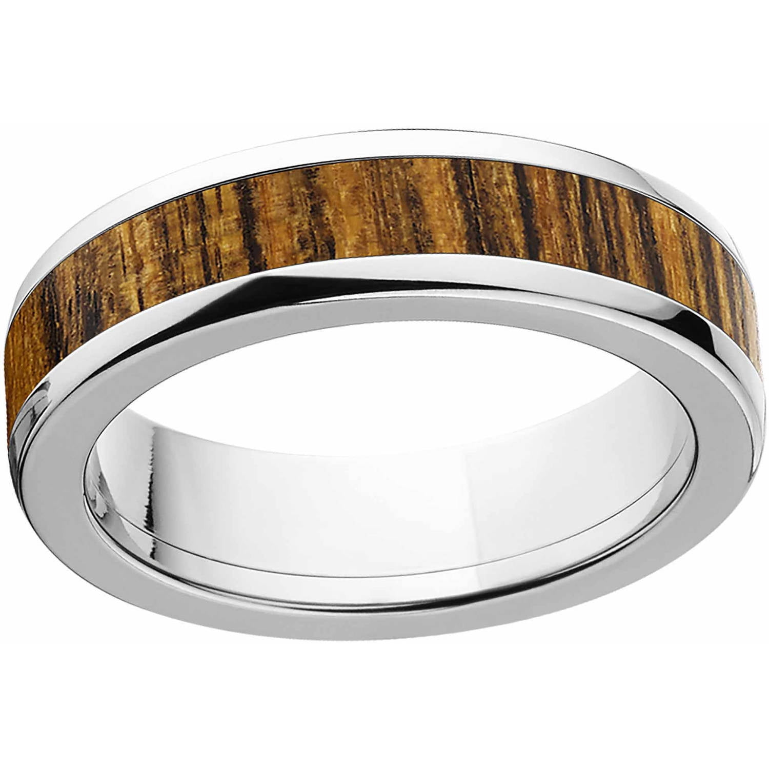 Men's 6mm Bocote Exotic Wood Stainless Steel Band