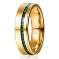 thumbnail image 1 of Men's 6mm Gold Tungsten Wedding Bands with Crushed Green Created-Opal Inlaid Size 6-12, 1 of 5