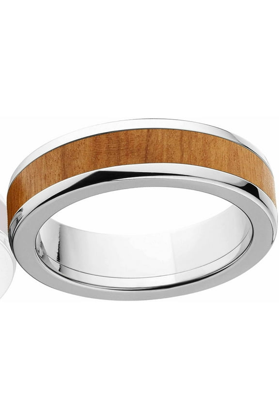 Men's 6mm Olive Wood Exotic Wood Stainless Steel Band