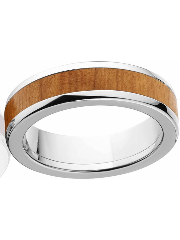 Men's 6mm Olive Wood Exotic Wood Stainless Steel Band
