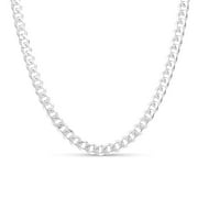 KEZEF Men's 7mm 925 Sterling Silver Cuban Curb Link Chain Necklace 30 inch