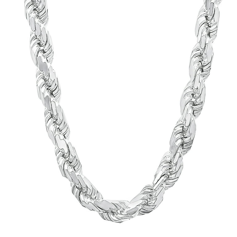 Men's Sterling Silver Diamond-Cut Twisted Rope Choker