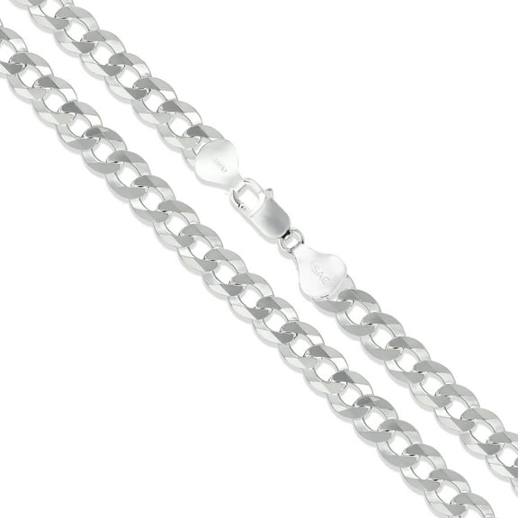 Men's 7.9mm Solid .925 Sterling Silver Flat Curb Chain Link Italy Necklace 20" Jewelry Female Unisex