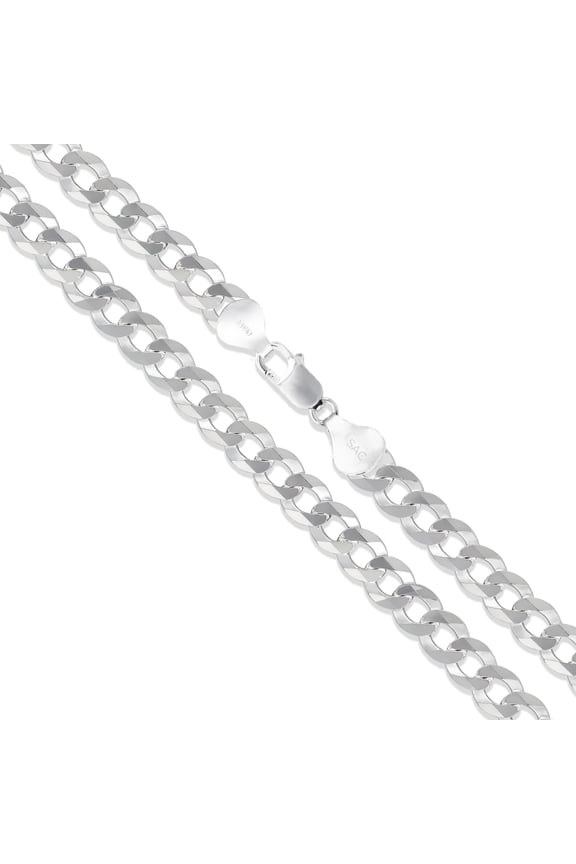 Men's 7.9mm Solid .925 Sterling Silver Flat Curb Chain Link Italy Necklace 20" Jewelry Female Unisex