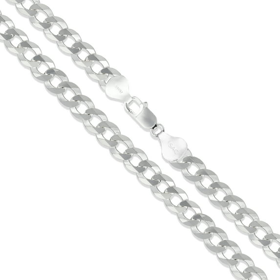 Men's 7.9mm Solid .925 Sterling Silver Flat Curb Chain Link Italy Necklace 22" Jewelry Female Unisex