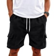 thumbnail image 1 of Men's 7" Corduroy Cargo Shorts Casual Lightweight Shorts with 5 Pockets, Drawstring Waist Relaxed Fit for Summer Beach Black M, 1 of 7
