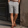 thumbnail image 1 of Men's 7-Inch Chino Dress Shorts, Straight Leg Flat Front Casual Shorts, Solid Color Business Casual Summer Golf Shorts with Button Gray, 1 of 5