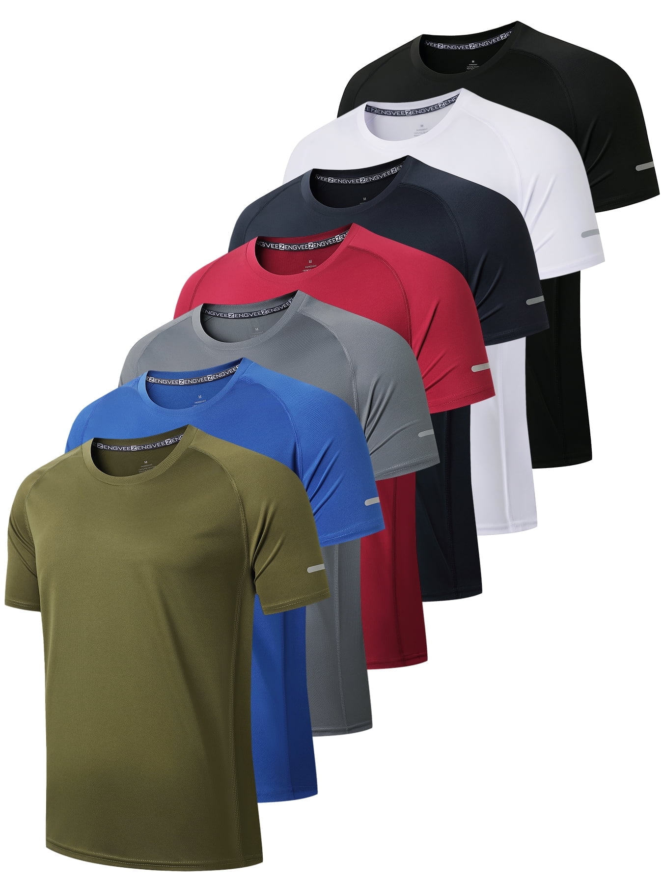 Men's 7 Pack Workout Shirts Dry Fit Moisture Wicking Short Sleeve Mesh Athletic T Shirts