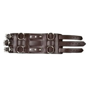 Mens 70s Style Brown Leather Extra Wide Watch Band, 3-Strap Studded, USA Made