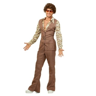 Disco Flashy Man 70s Costume black silver