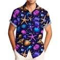 thumbnail image 1 of Men's 70s Vintage Contrast Knitted Polo Shirt Boho Crochet Hollow Short Sleeve Loose Collared Summer Beach Knit Sweater Tops, 1 of 5