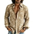 thumbnail image 1 of Men's 70s Vintage Flower Print Button Shirt Casual Relaxed Vacation Top Bohemian Resort Holiday Wear Tunic, 1 of 5