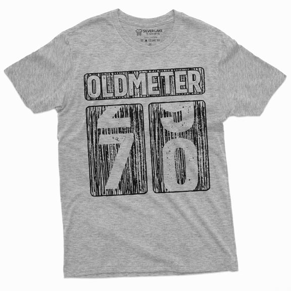 Men's 70th Birthday celebration anniversary T-shirt Funny Tee Odometer age Dad Grandpa gift Tee shirt (Large Grey)