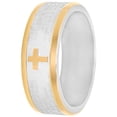 thumbnail image 1 of Men's 7MM Two-Tone Stainless Steel Lord's Spanish Prayer Wedding Band, 1 of 5