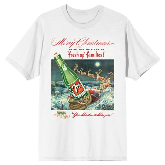 7UP Merry Christmas To All The Millions of Fresh Up Familier! You Like it…Iy Likes you! White Short Sleeve Adult T-Shirt-6XL