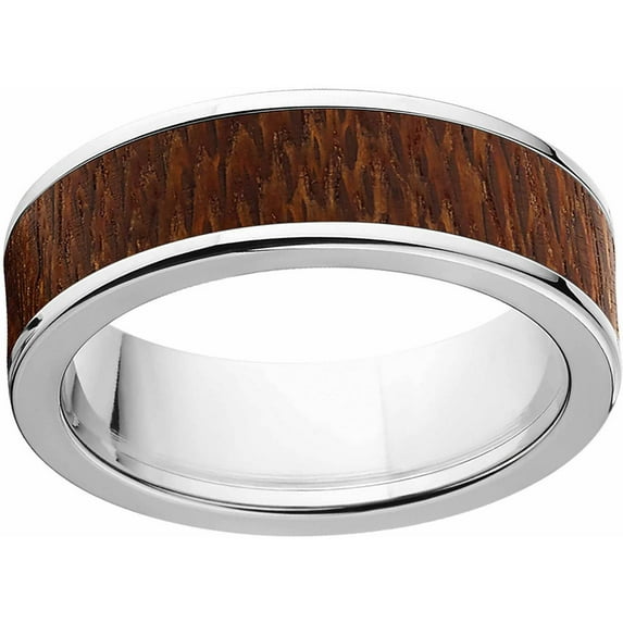 Men's 7mm Leopard Wood Exotic Wood Stainless Steel Band