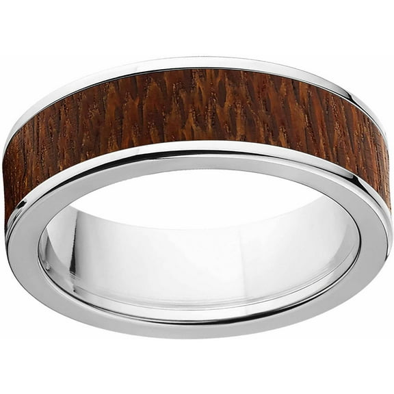Men's 7mm Leopard Wood Exotic Wood Stainless Steel Band