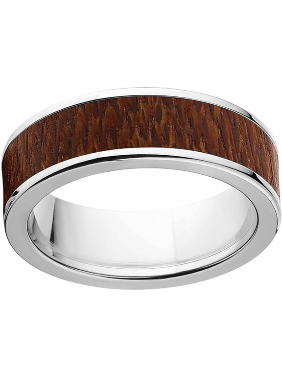 Men's 7mm Leopard Wood Exotic Wood Stainless Steel Band