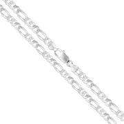 SAC SILVER Men's 7mm Solid .925 Sterling Silver Flat Figaro Chain Link Italy Necklace 22" Jewelry Female Unisex