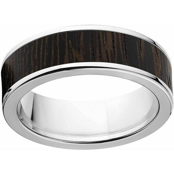 Men's 7mm Wenge Exotic Wood Stainless Steel Band