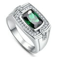 thumbnail image 1 of Men's 7x9mm Emerald Cut White Cubic Zirconia CZ 925 Sterling Silver Bands Size 6-12, 1 of 4