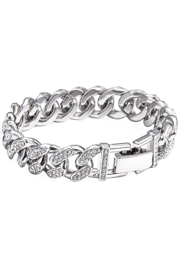 Men's 8''18''20''22''24''  Stainless Steel Cuban Link Chain Necklace - Iced Out Thick Chain for Women and Bling -Cut Cuban Link Chains for Men -  Hop