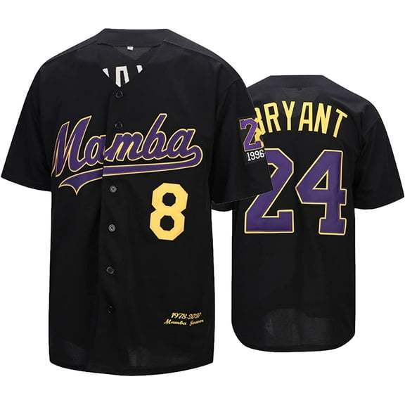 Men's 8 24 Bryant Retro Baseball Jersey Hipster Hip Hop Shirts Black Blue