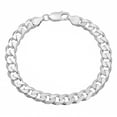 thumbnail image 1 of 8.5mm Solid .925 Sterling Silver Flat Curb Chain Bracelet, 10 inches, 1 of 7