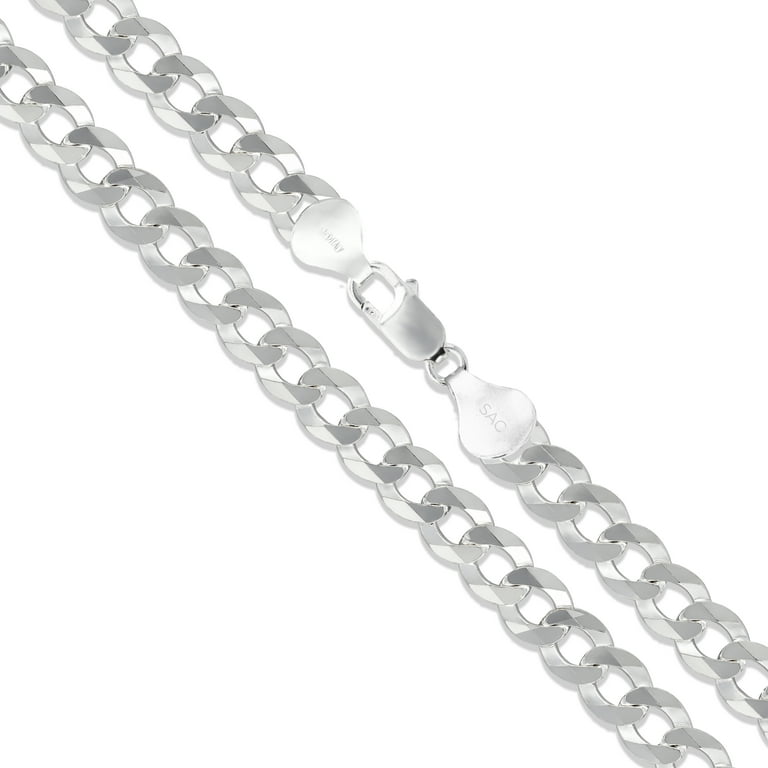 Men's 8.5mm Solid .925 Sterling Silver Flat Curb Chain Link Men's 8.5mm Solid .925 Sterling Silver Flat Curb Chain Link