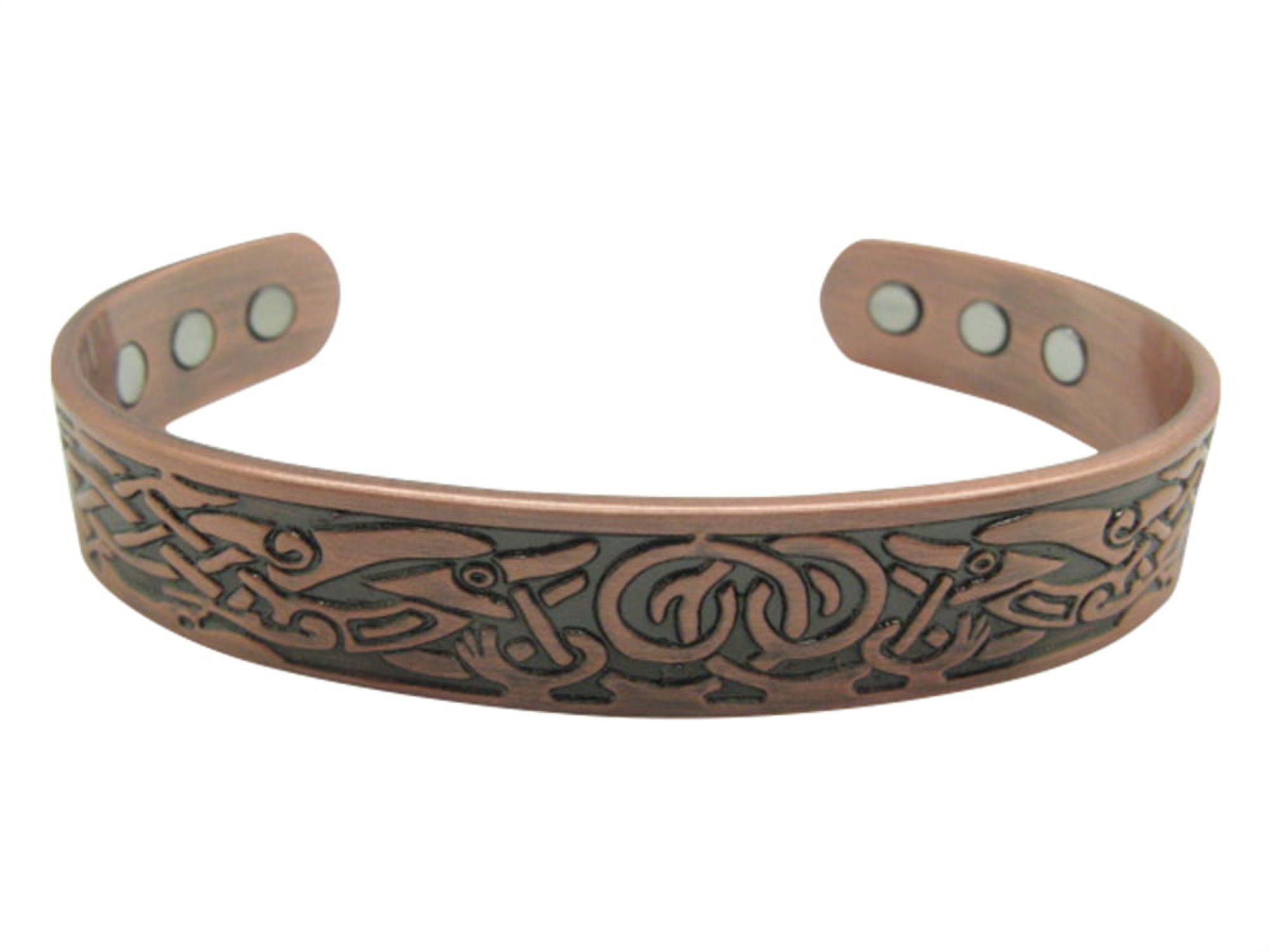 Men's 8 Inch Solid Copper Magnetic Cuff Bracelet CBM175 - 1/4 of an inch wide.