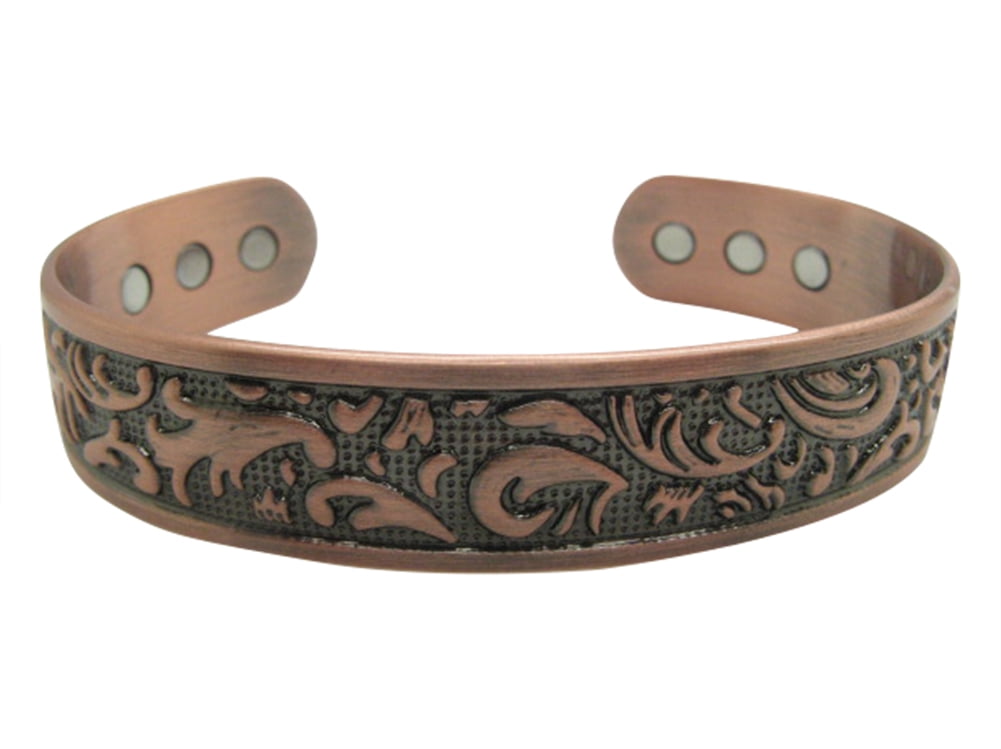 Men's 8 Inch Solid Copper Magnetic Cuff Bracelet CBM295- 5/8 of an inch wide.
